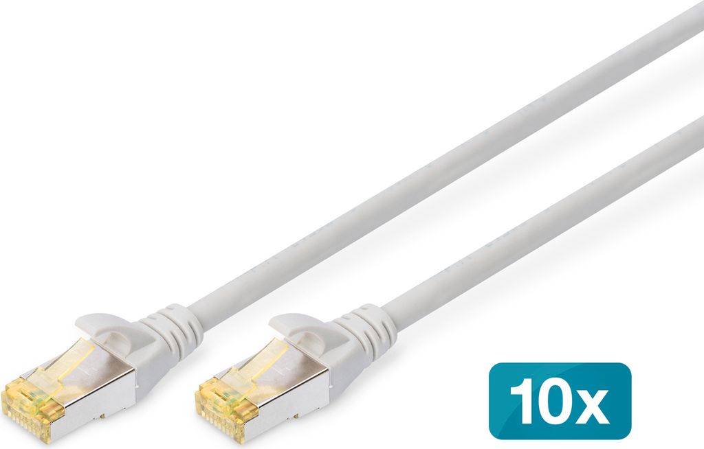 DIGITUS Patchkabel Kat. 6A S/FTP 0,5 m grau 10 Stück