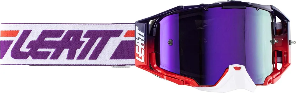 Maschera motocross LEATT Velocity 6.5 Iriz SunDown rosso lente viola 30%