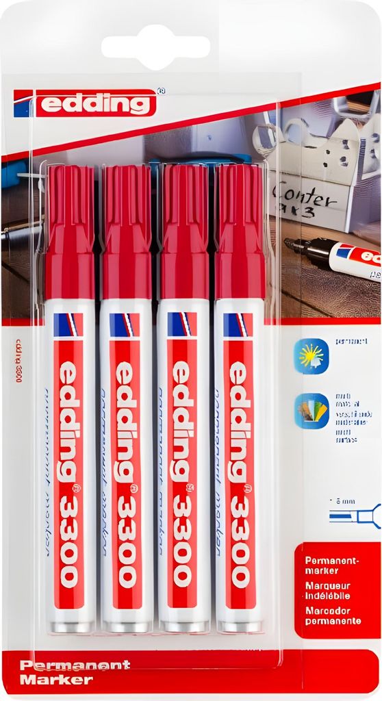Edding 3300, Rot, Meißel, Mehrfarbig, 1 mm, 5 mm, Multi Produktbild 