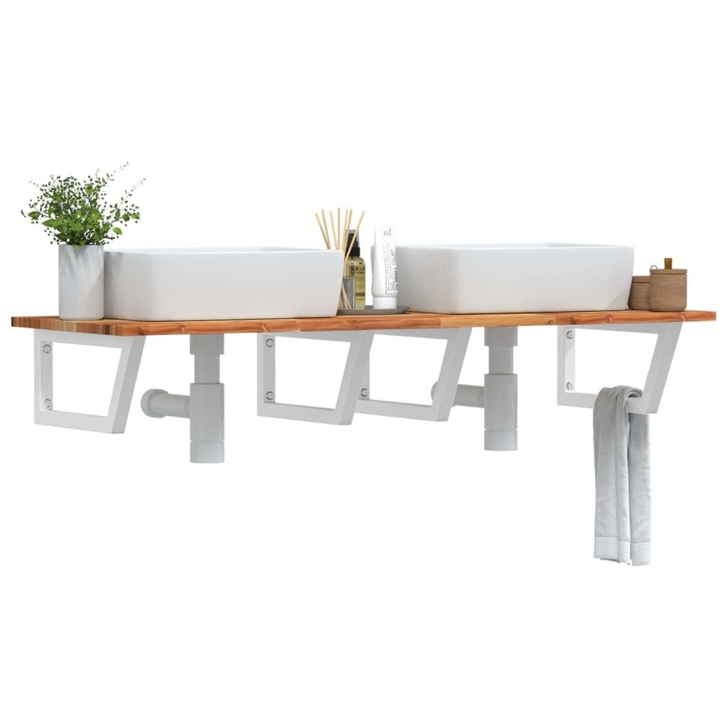 Design Waschbeckenregal Wandmontage Stahl und Akazienholz, Badezimmerschränke 2024 Neu