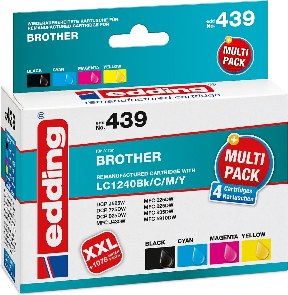 Druckerpatrone Multipack kompatibel mit Brother LC1240 BK/C/M/Y Packung mit 12 Stück