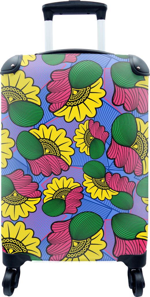 MuchoWow MuchoWow Koffer Handgepäck Trolley Rollkoffer Kleine Reisekoffer mit 4 Rollen - Blumen - Muster - Afrika - Cabin Size < 55x40x23 cm &...