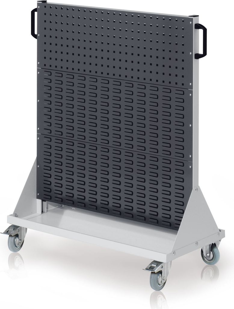Kappes RasterMobil mobiler Arbeitsplatzschrank Größe #3 1230x1000x500mm 2 Lochplatten 4 Schlitzplatten - anthrazitgrau