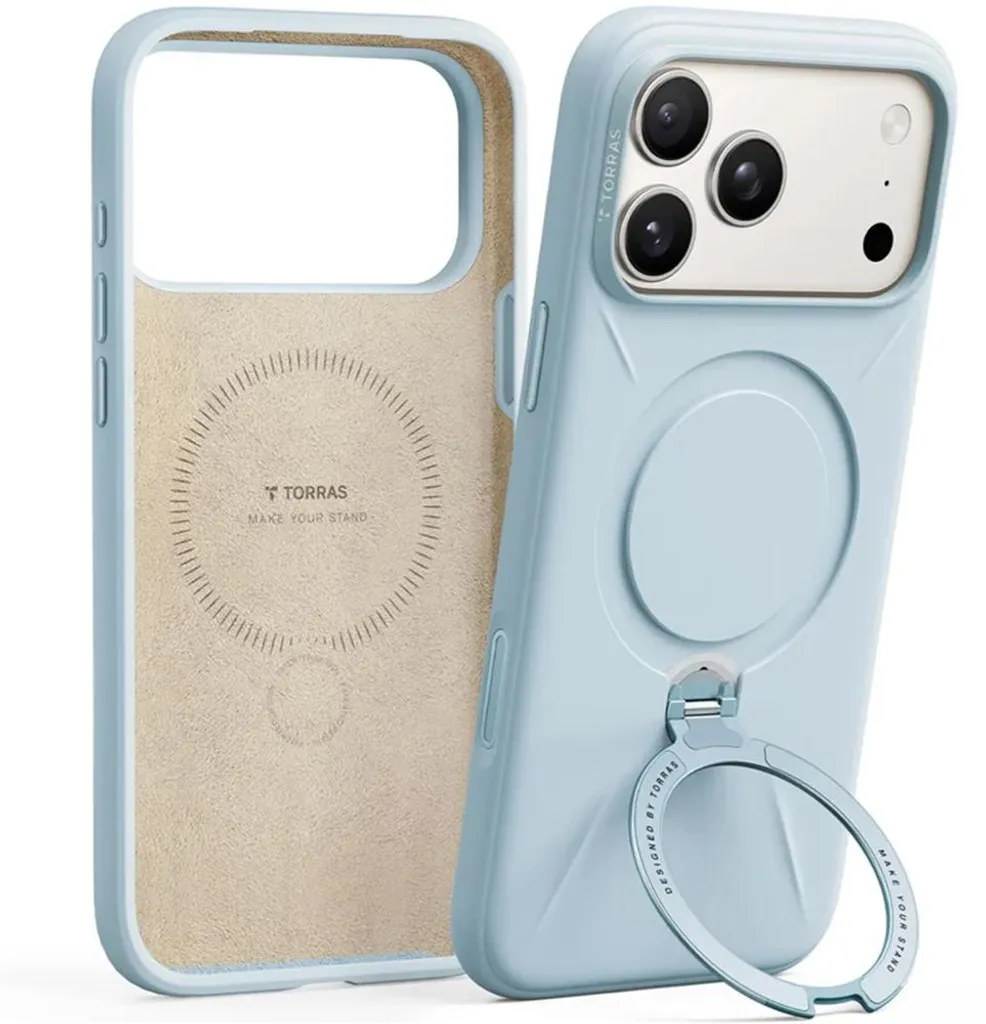 Housse en silicone bleu clair pour iPhone 17 Pro Max Torras Série QPRO