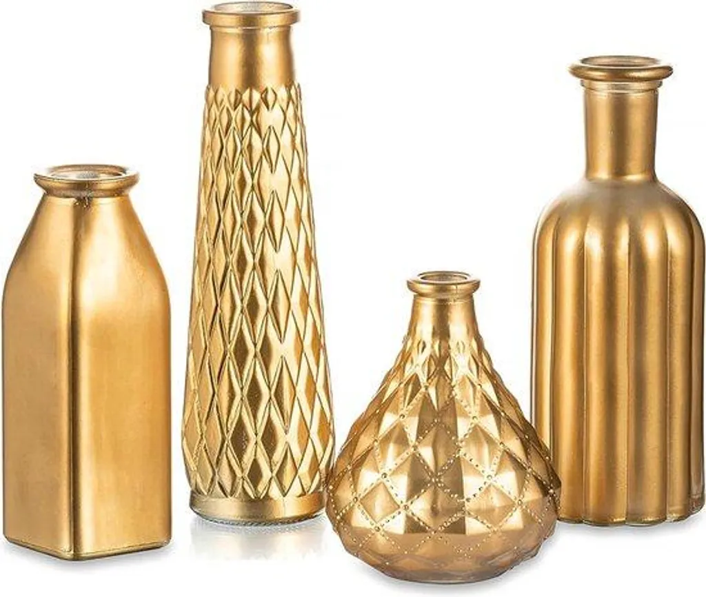 Mini-vases en verre modernes dorés de 22 cm de hauteur en lot
