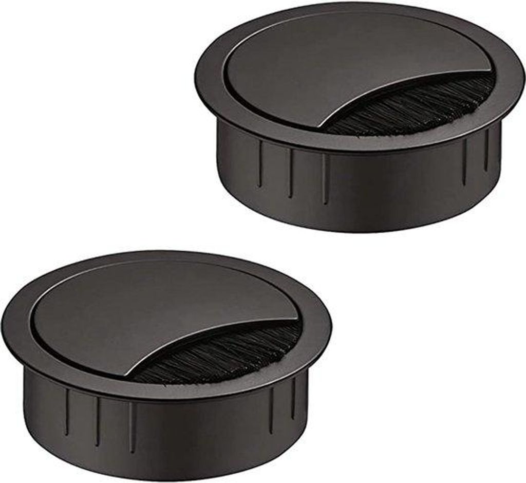 Schwarze Metall-Kabeldurchführung 60mm Büro
