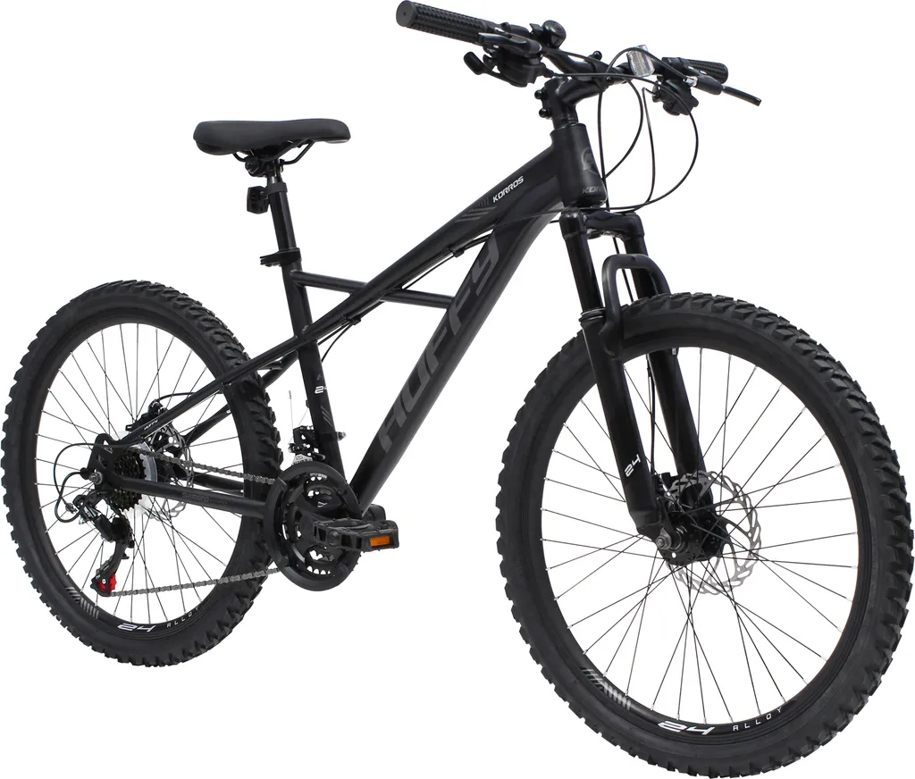 VTT 24 pouces Huffy Korros noir doté d'une suspension avant et 21 vitesses