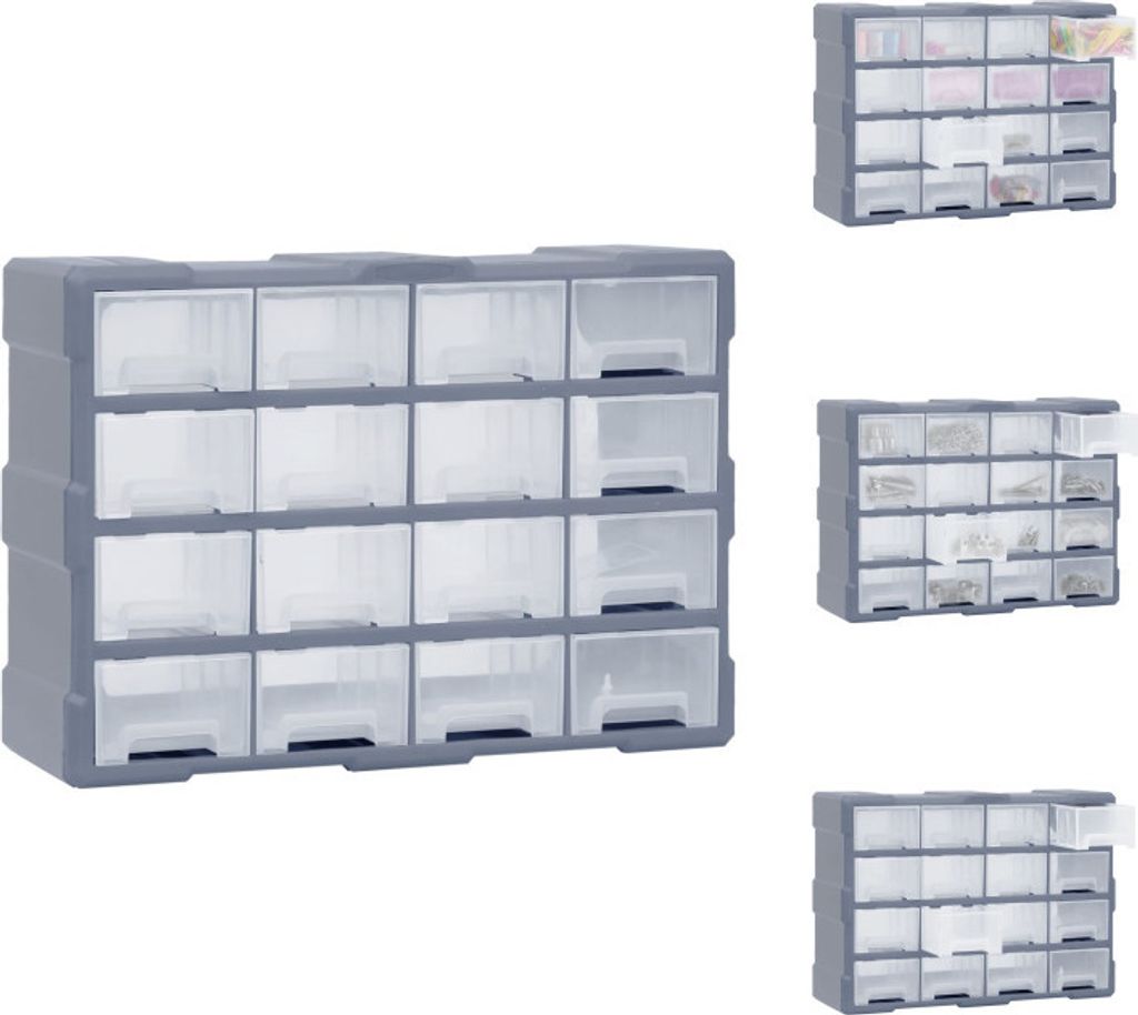 vidaXL Multi-Schubladen-Organizer 16 Schubladen 52x16x37 cm - Werkzeugkästen