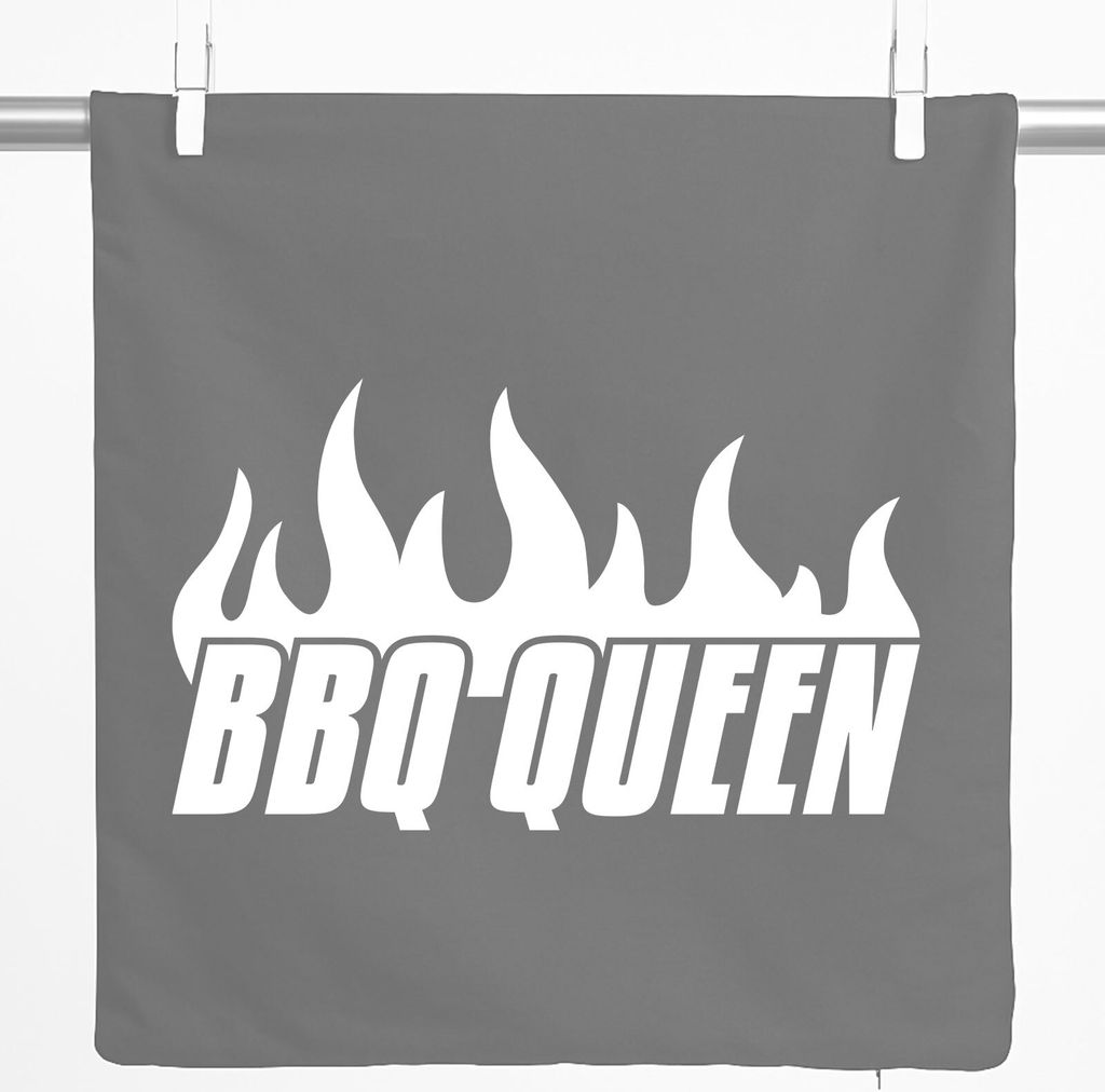 Huuraa Zierkissenbezug BBQ Queen Flammen Geschenk 40x40cm Steel Grey Baumwolle BBQ Queen Dekoration