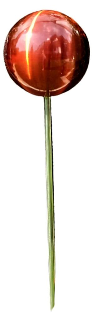 Rosenkugel 10 cm Edelstahl rot matt gebürstet mit 80 cm Stab