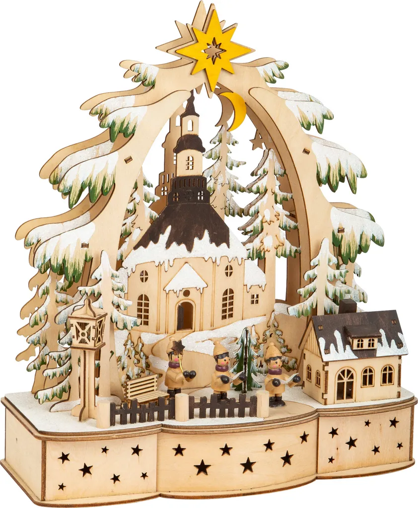 Petite lampe Noël Carolers avec socle stable et finitions détaillées