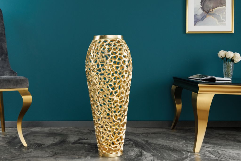 Filigrane Vase ABSTRACT LEAF gold 65cm Produktbild 4