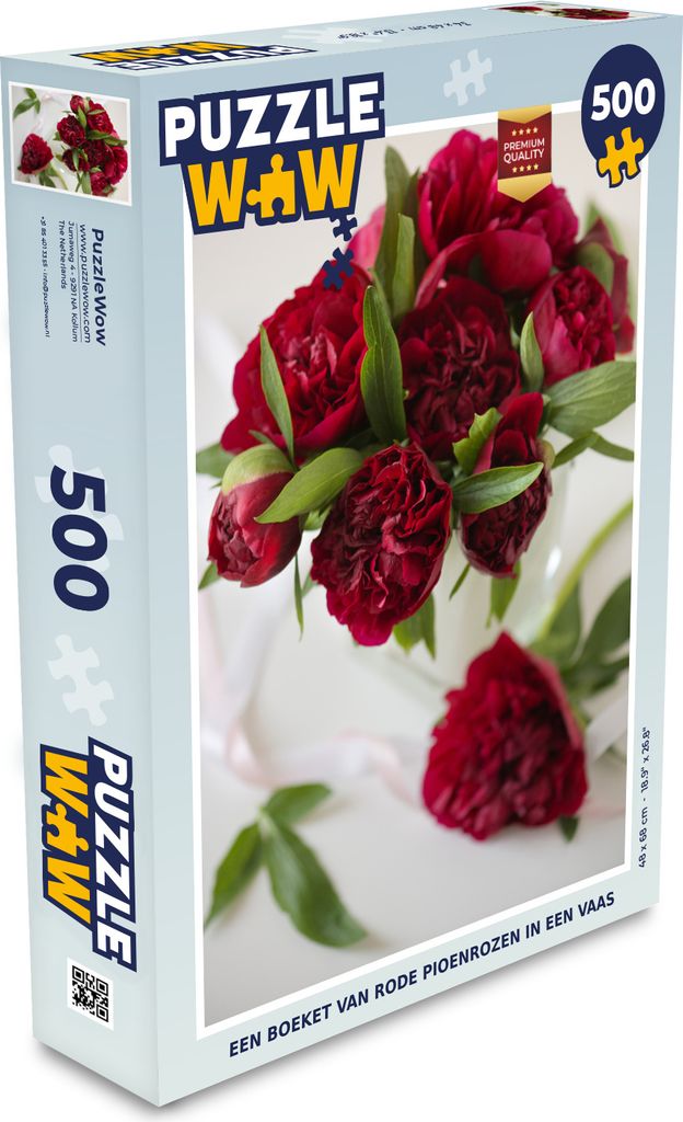 MuchoWow Puzzle 500 Teile Ein Strauß roter Pfingstrosen in einer Vase - Denken - Spiel - Toy