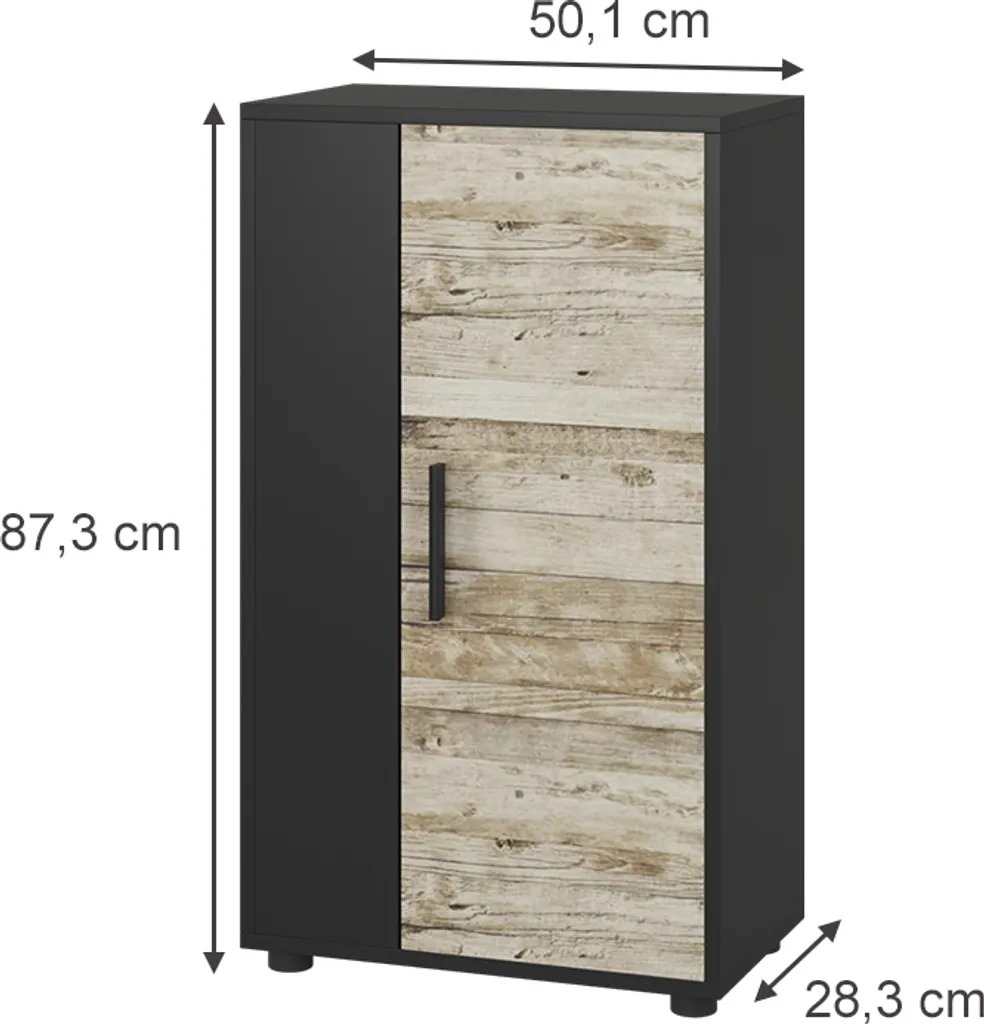 Rangement gain de place commode Vicco Berno Noir Chêne 2 étagères - 2