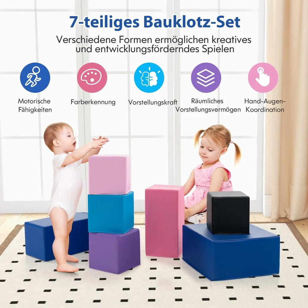Blocs de construction en mousse résistante 7 éléments multicolores