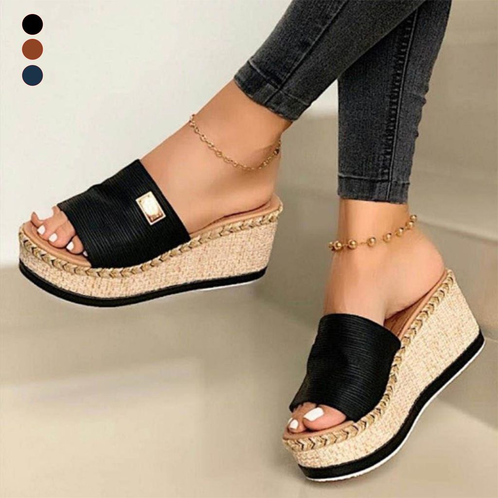 Frauen Sandalen Hausschuhe Sandalen Plateau pantoletten mit Keilabsatz Pantolette