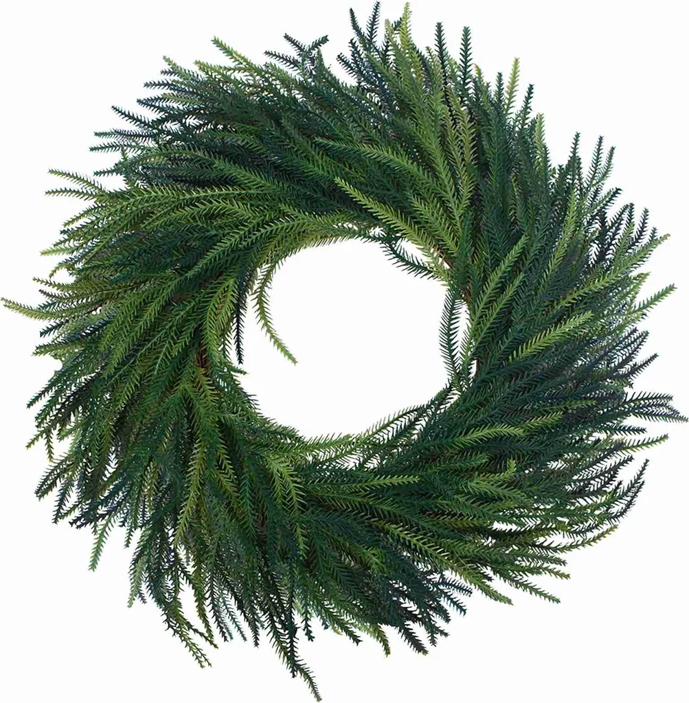 Couronne de Pin Artificielle pour Porte - Décoration Noël Suspendue