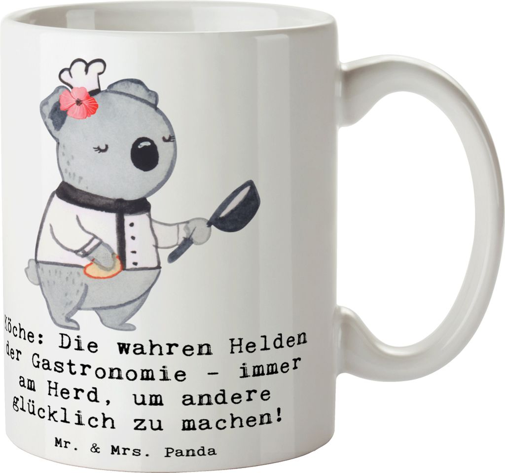 Mr. & Mrs. Panda Kaffeebecher Koch Helden - Weiß - Geschenk, Kochen, Trinkbecher, Leidenschaft, Beruf, handgefertigte Geschenke, Tasse, Berufe, Ka...