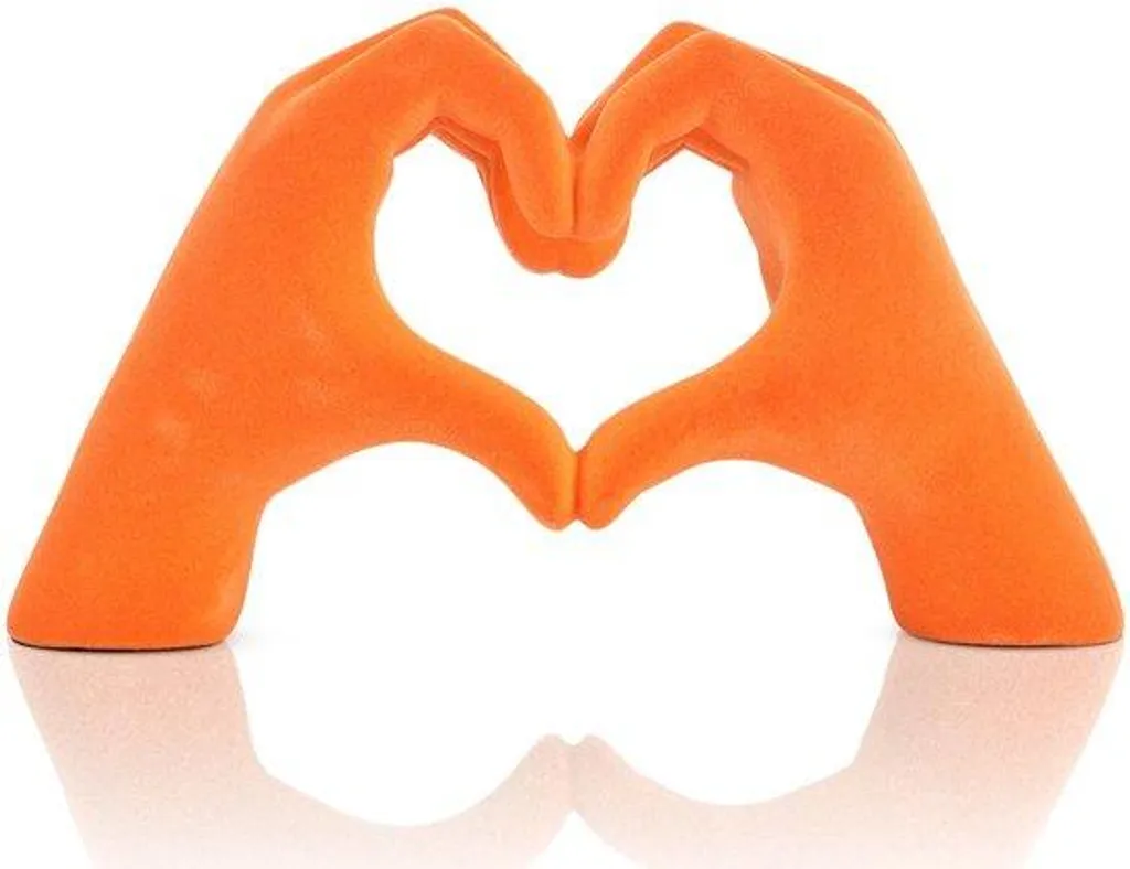 Sculpture Main Cœur Orange : Déco Salon Moderne et Idée Cadeau Romantique
