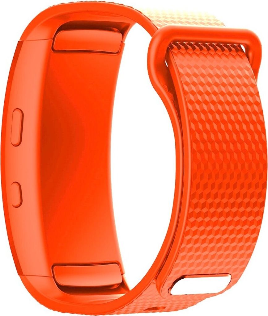Sport Armband LARGE für Samsung Gear Fit 2 / Pro Band Armband Silikon ORANGE kompatibel mit SM-R360 / Fit 2 Pro SM-R365 Ersatz