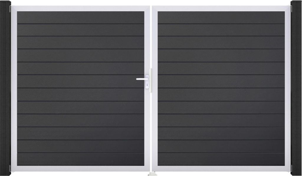 Doppeltor GroJa BasicLine Schmal links vormontiert ohne Pfosten Rahmen Aluminium 300 x 180 cm anthrazit