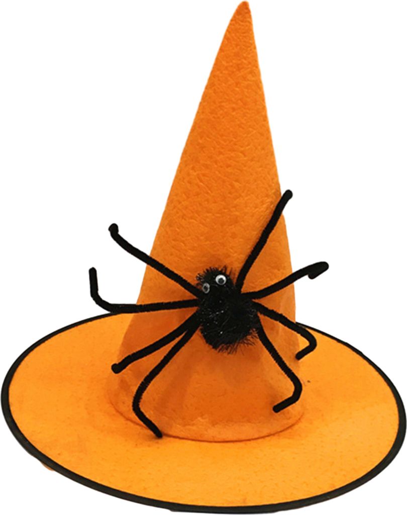 Kinder schwarzer Hexenhut Leichtes Langlebigkeitszauberer Kostüm, das bequem Hut für Halloween -Partys tragen kann-Orange