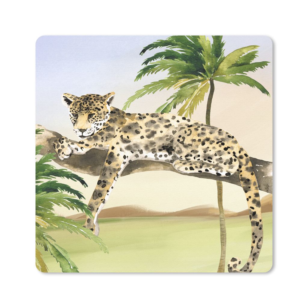 MuchoWow Mauspad Mousepad Leopard - Dschungel - Baum 20x20 cm - Mousepads - Maus Mat - Pad - Mausunterlage - Desk Mat - Bureauartikeln