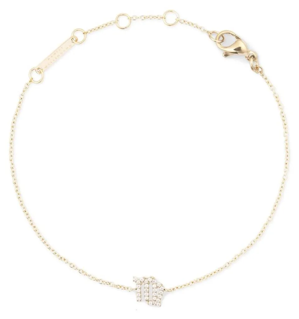 Bracelet Zodiac Kette Or Jungfrau avec Cristaux Brillants et Mailles