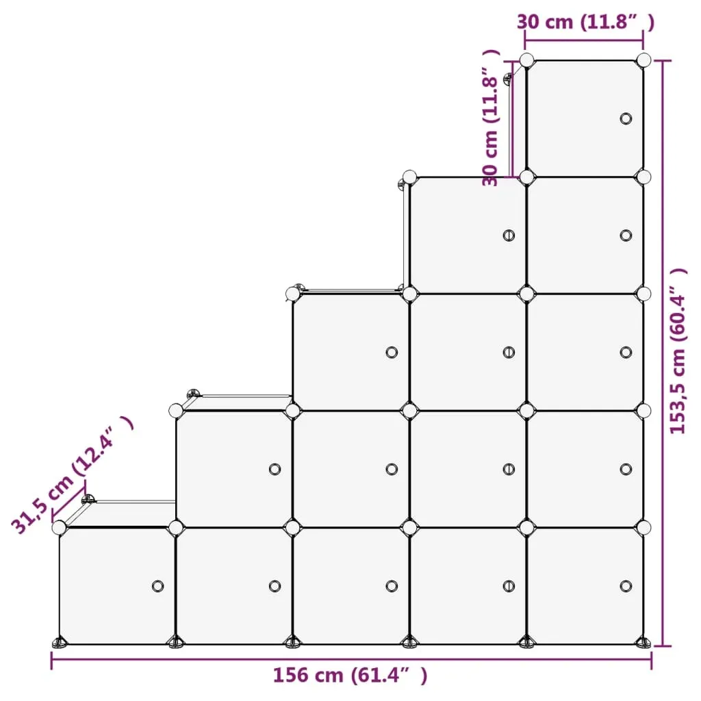 Étagère modulable 15 compartiments pour vêtements et chaussures Noir en PP - 8