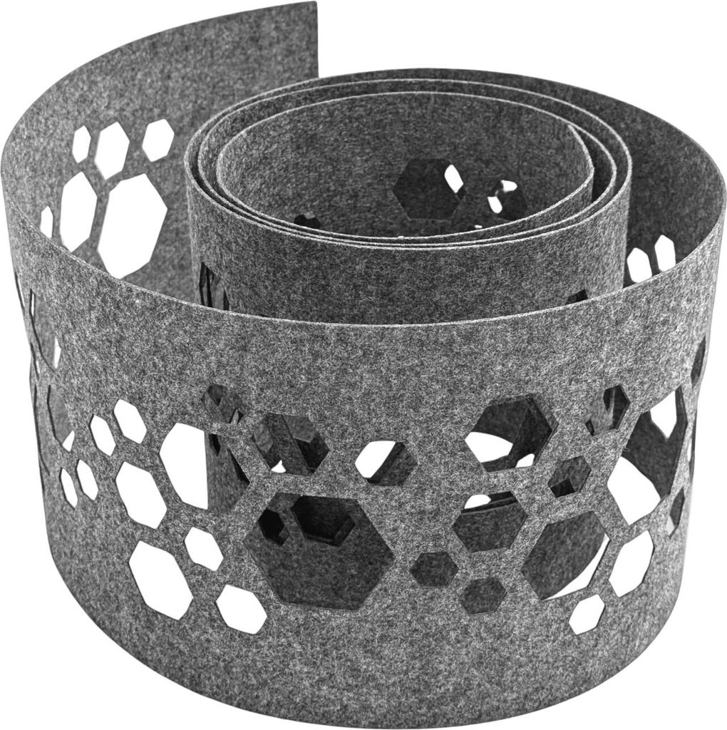 zaun|zu Design Vlies Nachbildung Hexagon: Sichtschutzstreifen mit Lasermuster Hellgrau 2,55m