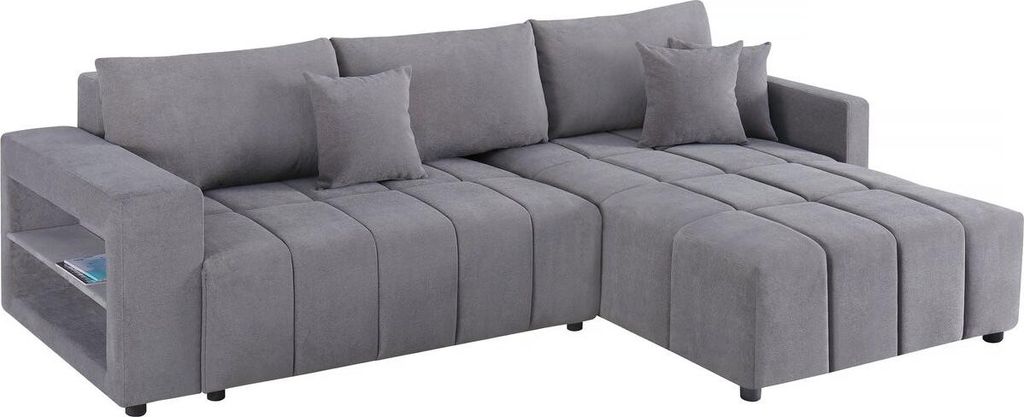 Ecksofa mit Schlaffunktion aus Chenille-Stoff 3-Sitzer - Produktbild 