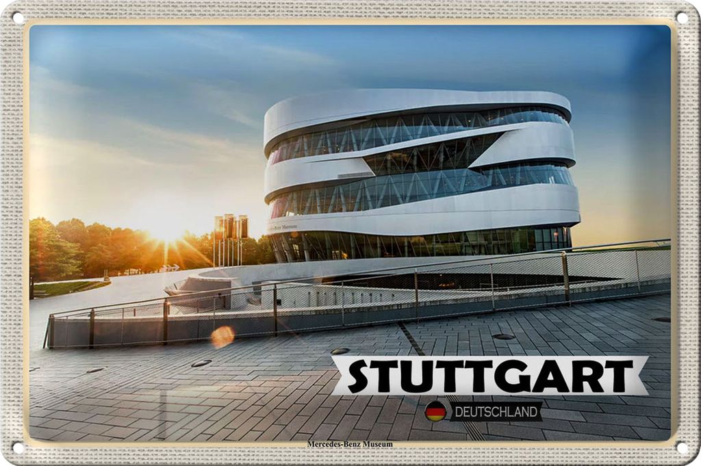 Blechschild Städte Stuttgart Mercedes-Benz Museum 18x12cm