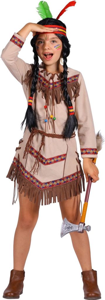 T3280-116-128 beige langarm Kinder Mädchen Kostüm Kleid Gr.116-128