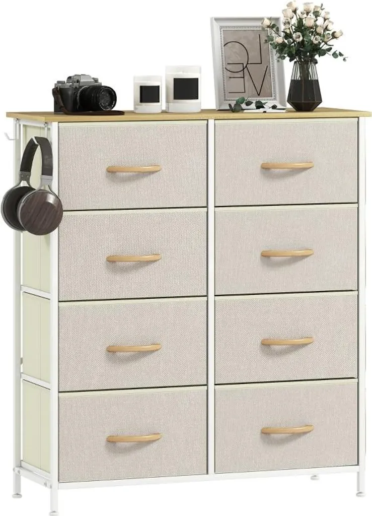 Commode de Chambre pour Organisation Vêtements 8 Tiroirs Fortuna Lai