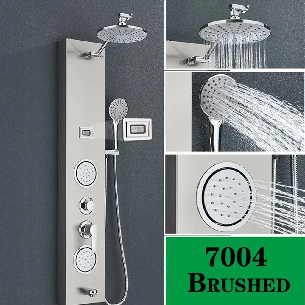 Panneau de douche à effet pluie avec jets de massage et tablette 7004