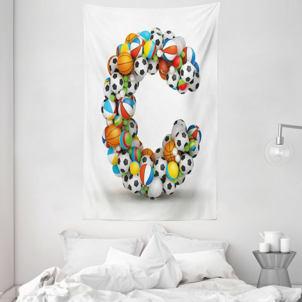 ABAKUHAUS Buchstabe C Wandteppich und Tagesdecke, Fun Aktivität Ausrüstung aus Weiches Mikrofaser Stoff Waschbar ohne Verblassen Digitaldruck, 14...