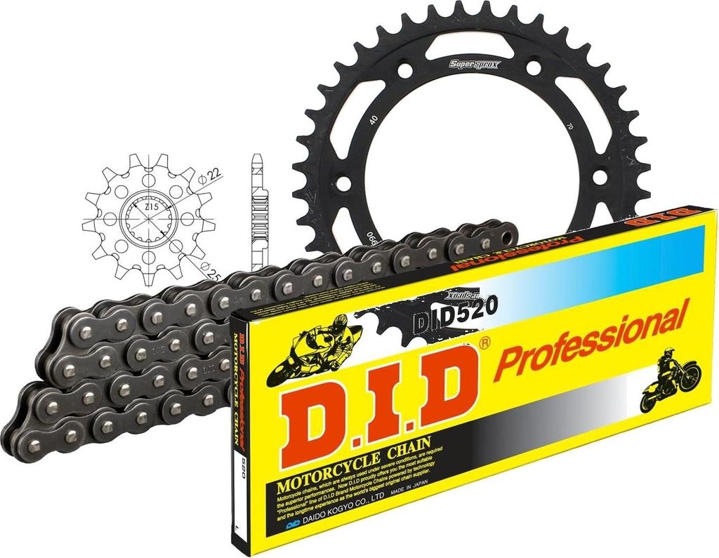 Kit Stahl passend für KTM EXE125 Enduro 00-01/EXC250 Enduro... 14-40-118 DID520 Clip