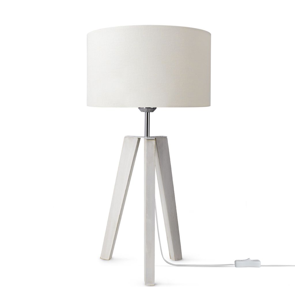 Tischleuchte Dreibein Nachttischlampe Stehlampe E27 Stoff Lampenschirm Uni