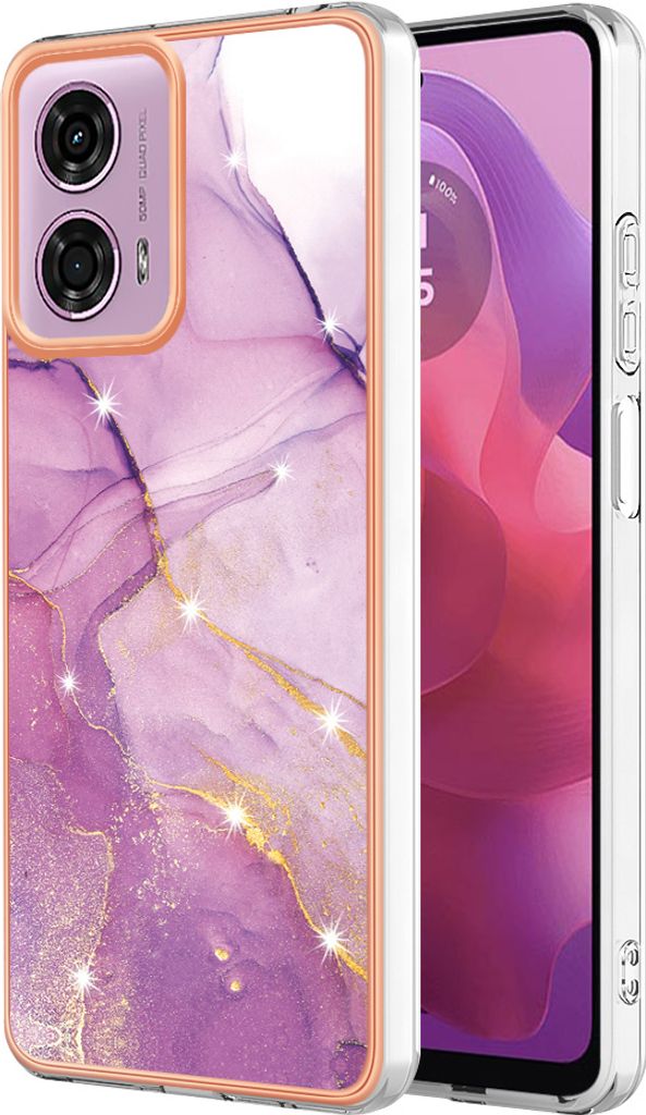 Hülle für Motorola Moto G04 /Moto G24 Muster TPU Silikon Stoßdämpfer Bumper Schutzhülle Pink