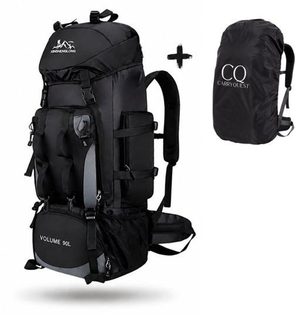 CarryQuest® - Rucksack 90L Nylon mit Regenhülle und Produktbild 