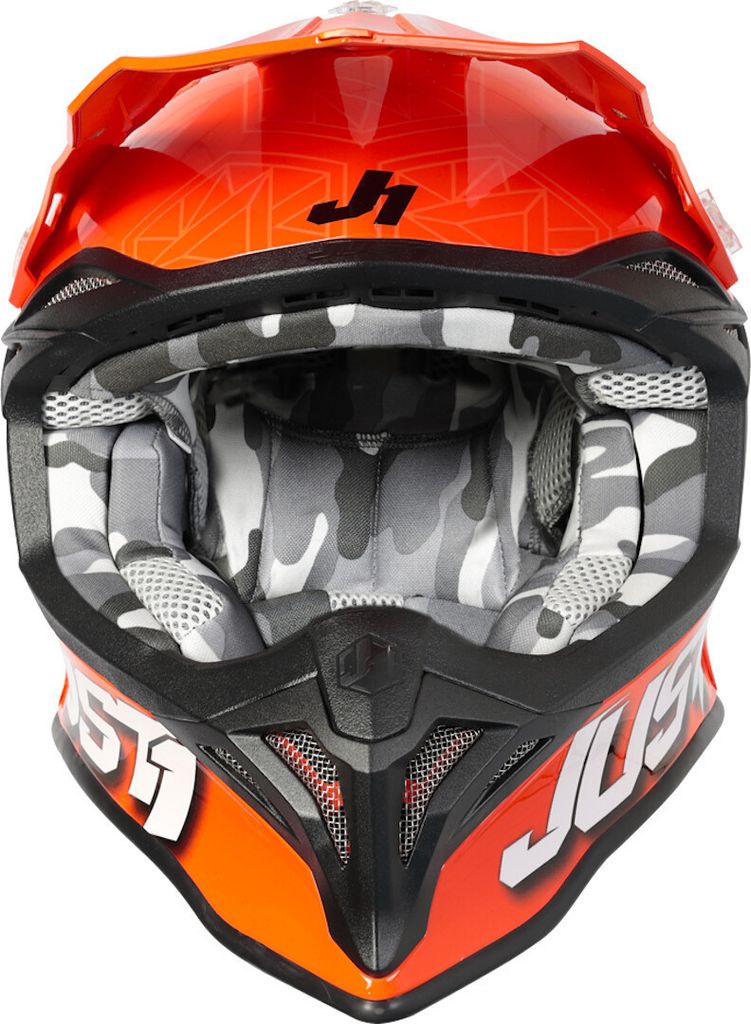 Crosshelm Endurohelm JUST1 RACING JUST1 J39 KINETIC CAMO Motorradhelm Enduro Helm Grau Rot Fluoreszierend orange XL 606337015100306