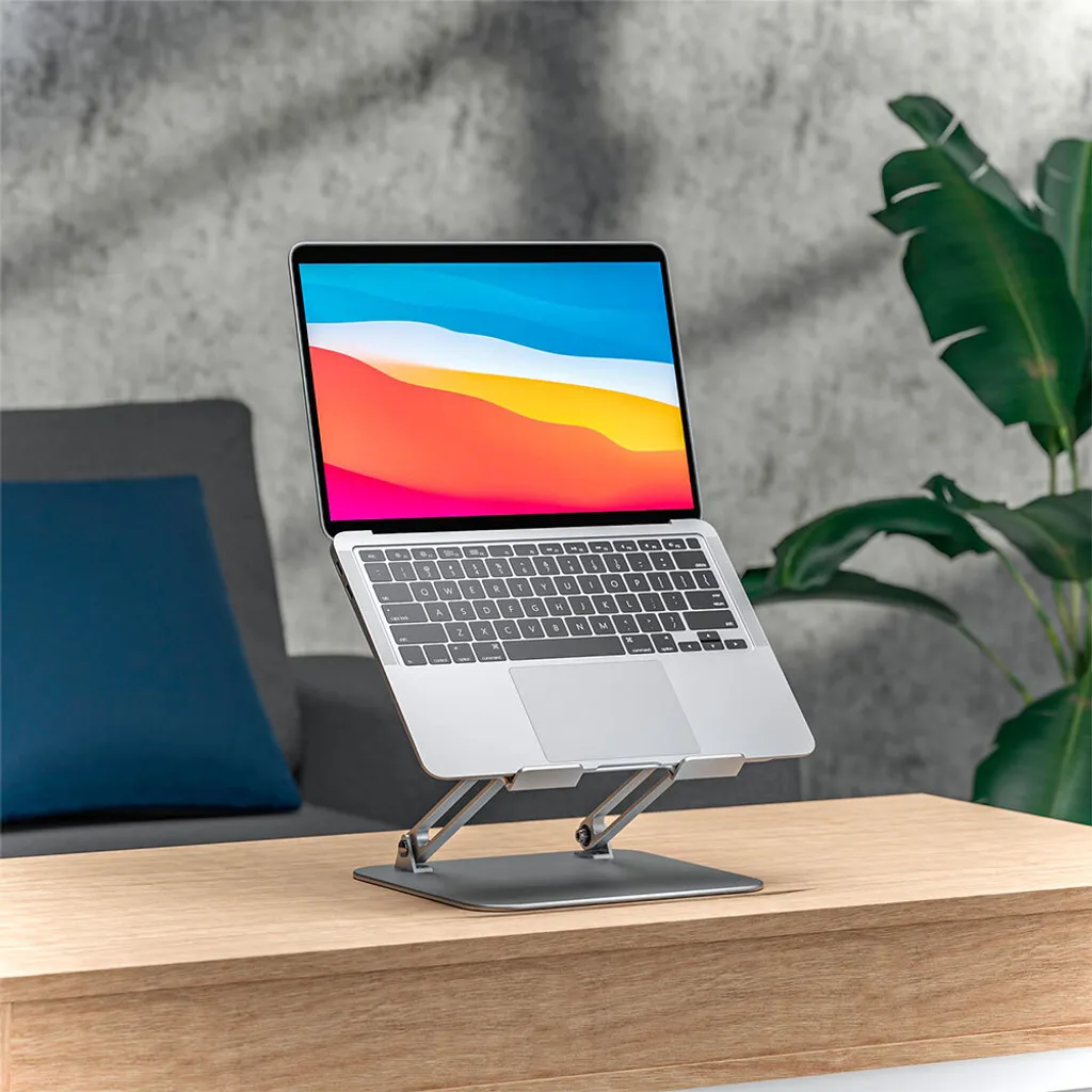Support tablette ergonomique argenté en aluminium aéronautique