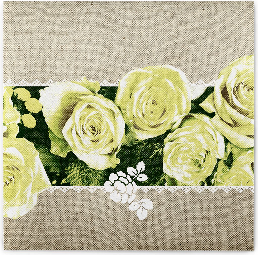 Airlaid Serviette Lovely Roses in Gelb, 40 x 40 cm, 50 Stück - Mank