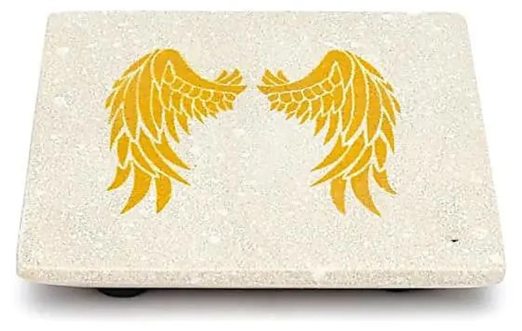 Brûle-encens Grès Anti-Cendres Ailes d'Ange - Pack de 4 Supports 10 cm