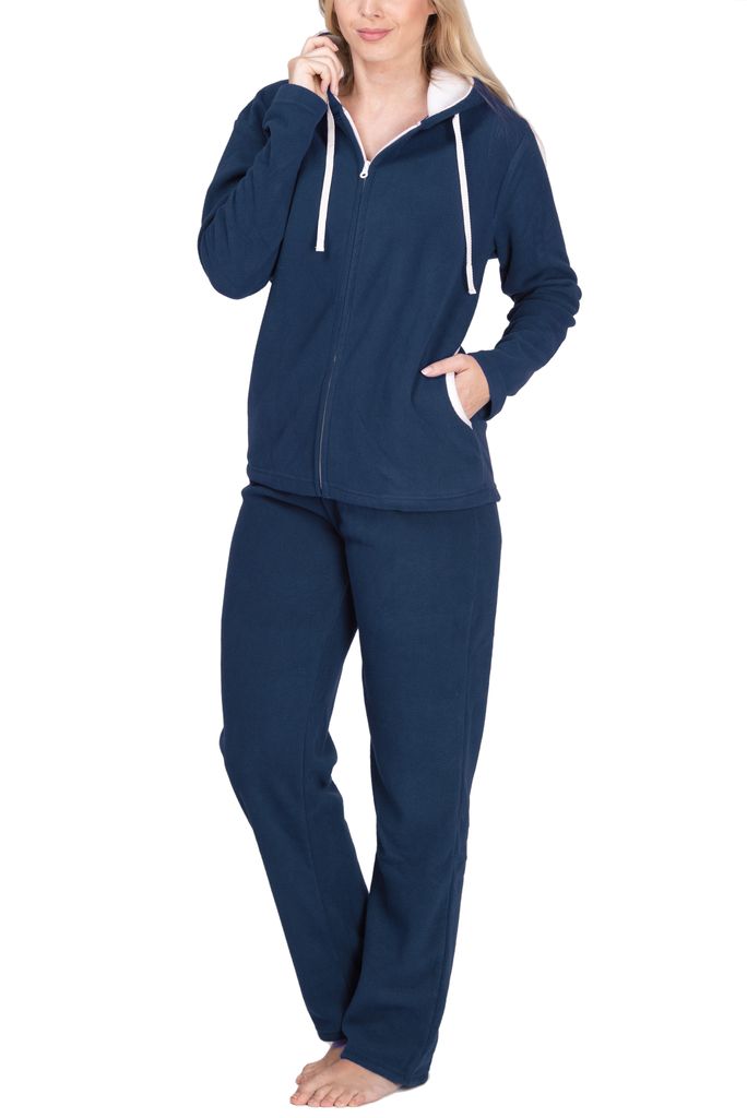 SLOUCHER Fleece-Anzug Hausanzug aus wärmenden Fleece für Damen ; petrol , 40/42