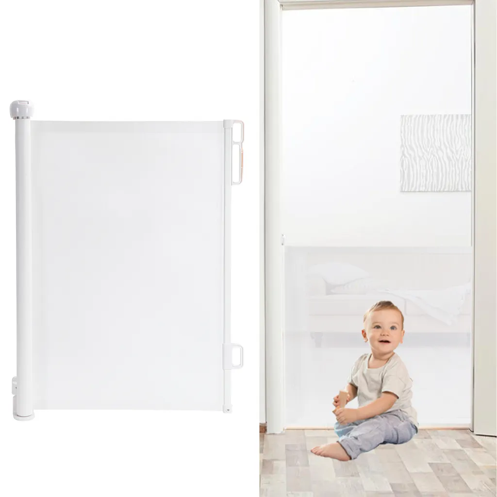 Yakimz Barrière de Sécurité Enroulable Blanche Extensible 0-180 cm