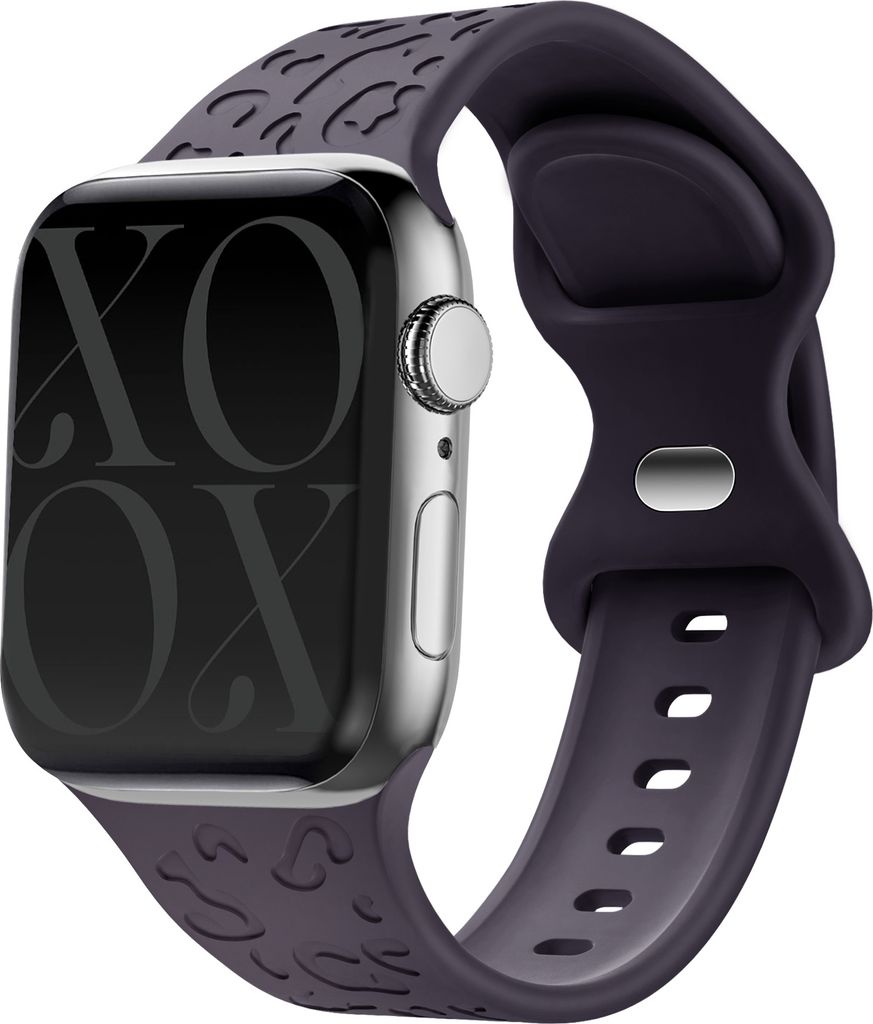 Silikonband Leopard - passend für Apple Watch - 42/44/45/49 mm - Lila