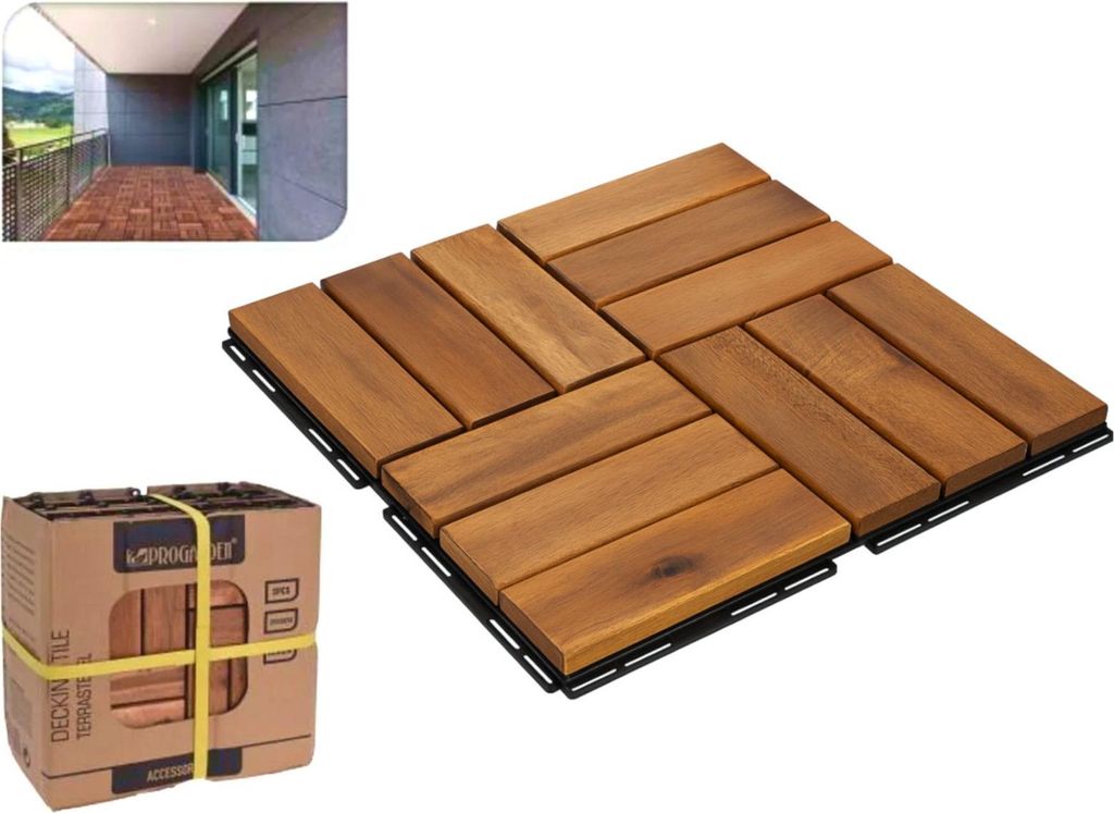 Akazienholz-Fliesen 11x Holzfliesen Klickfliese geölt mit Produktbild 