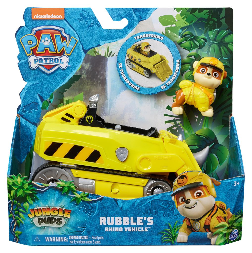 Paw Patrol Jungle Pups - Nashorn-Fahrzeug mit Rubble-Figur Produktbild 