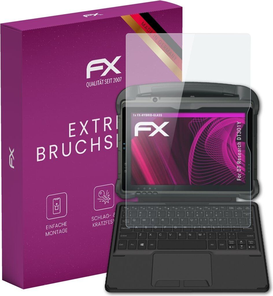 atFoliX FX-Hybrid-Glass Displayfolie kompatibel mit DT Research DT301Y Glasfolie
